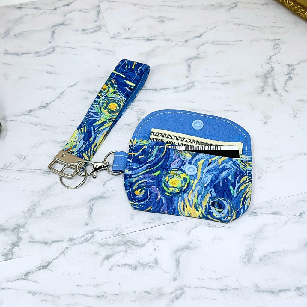 Keychain Wallet with Matching Wristlet - Cash Card Carry Coin Pouch Mini Gift for Teenager Mom Fabric