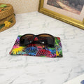 Padded Protective Eyewear Case, Vibrant Chrysanthemum, Glasses Pouch with Flex Band Closure