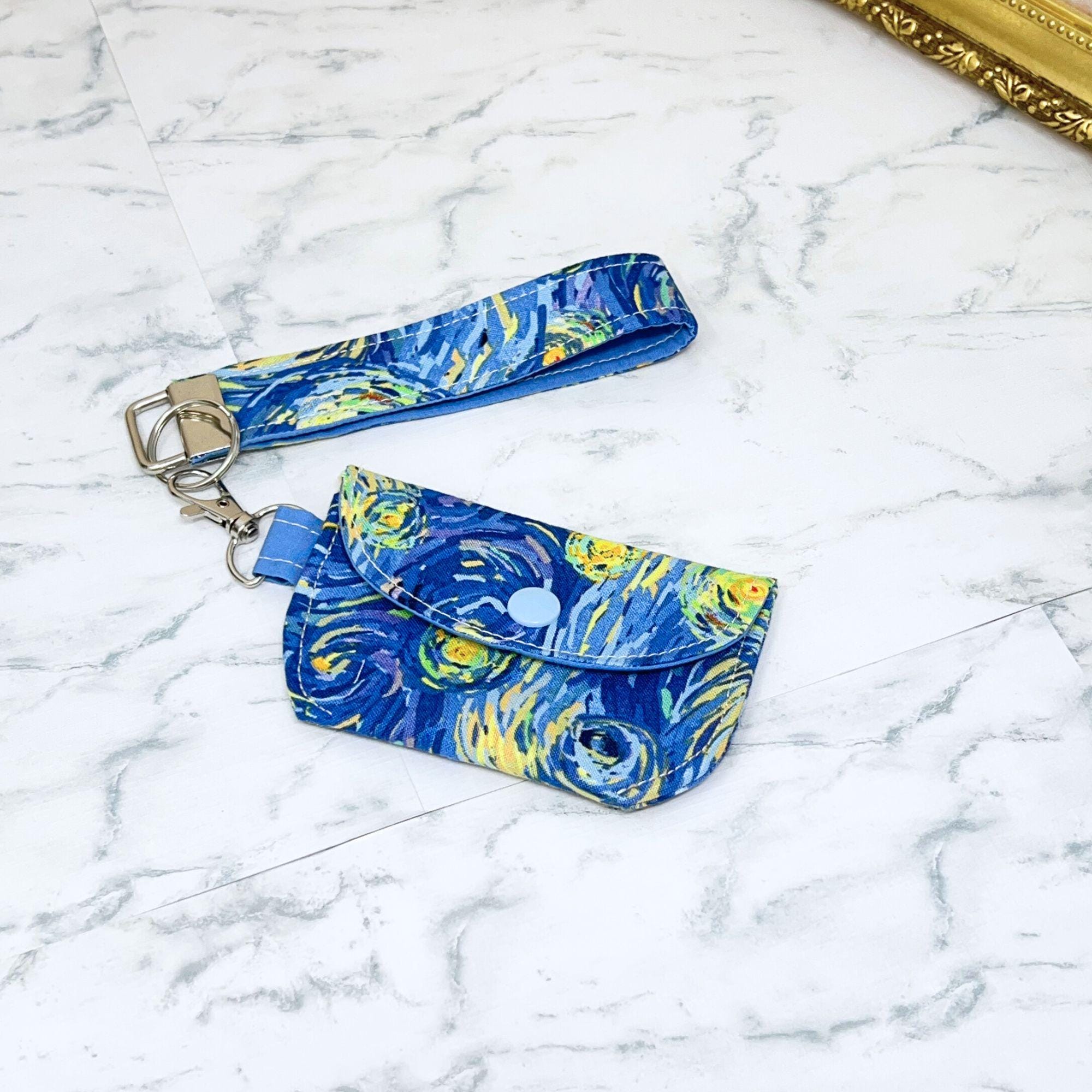 Keychain Wallet with Matching Wristlet - Cash Card Carry Coin Pouch Mini Gift for Teenager Mom Fabric