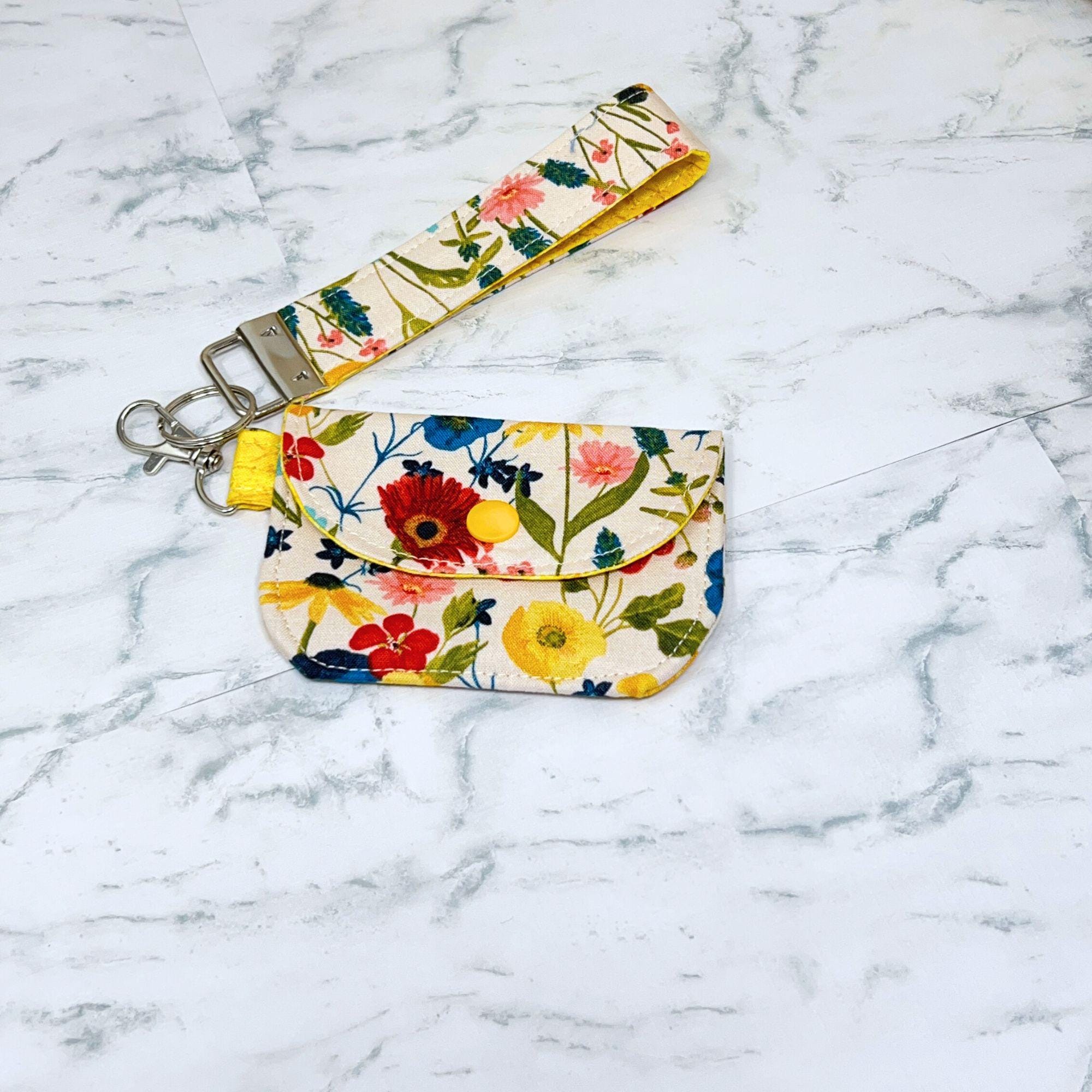 Keychain Wallet with Matching Wristlet - Cash Card Carry Coin Pouch Mini Gift for Teenager Mom Fabric