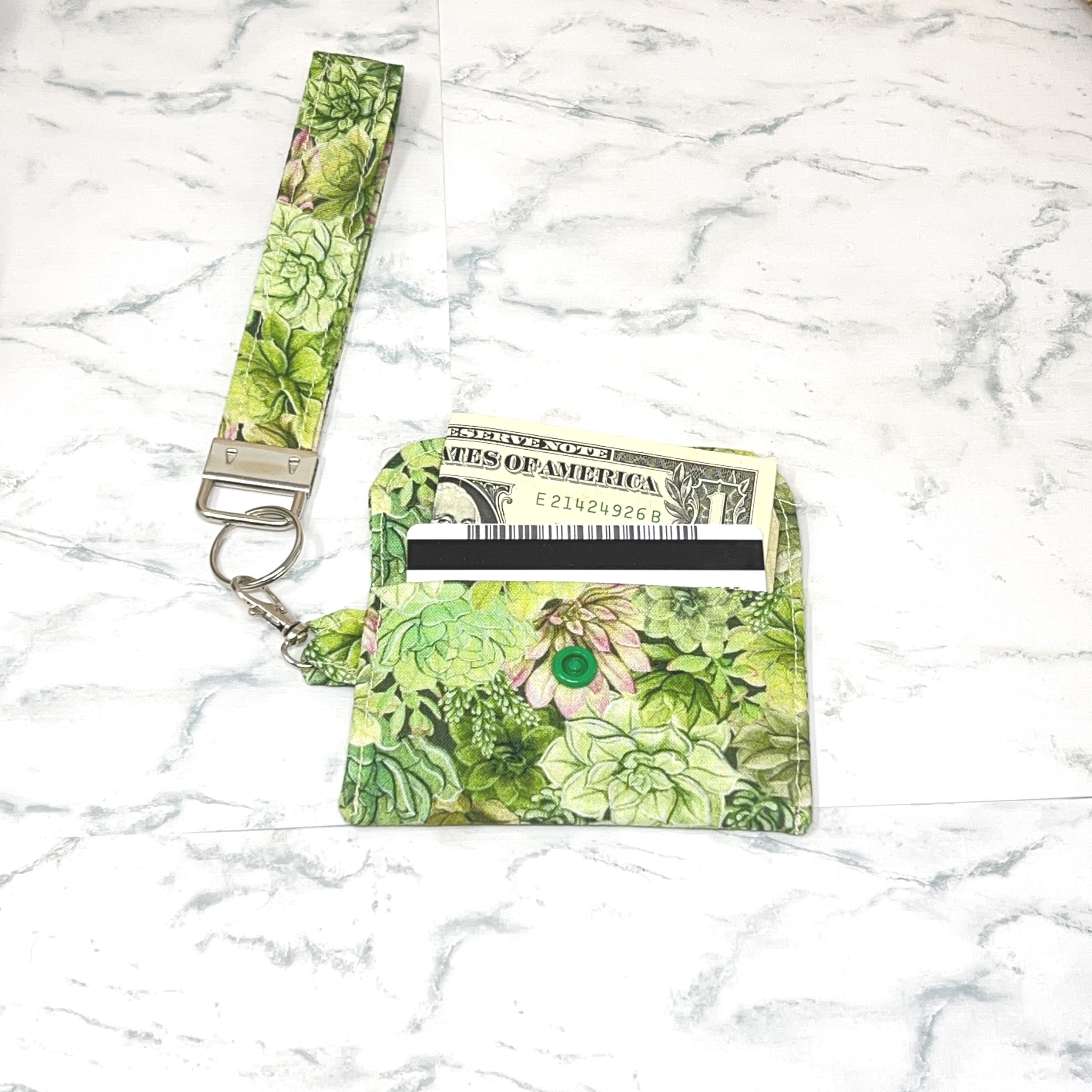 Keychain Wallet with Matching Wristlet - Cash Card Carry Coin Pouch Mini Gift for Teenager Mom Fabric