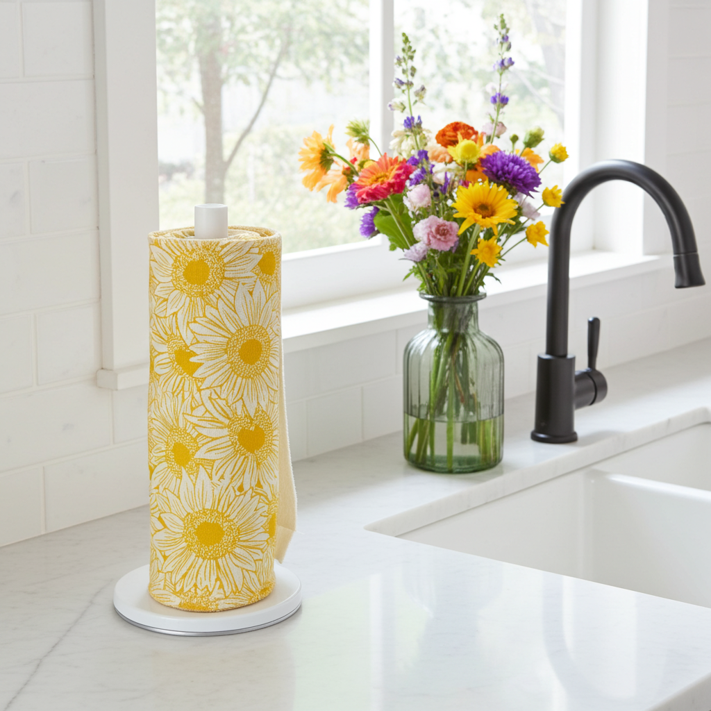 Eco-Friendly Reusable unPaper Towels  -Sustainable living/ Pack of 6 Cloths - Field of Daisies
