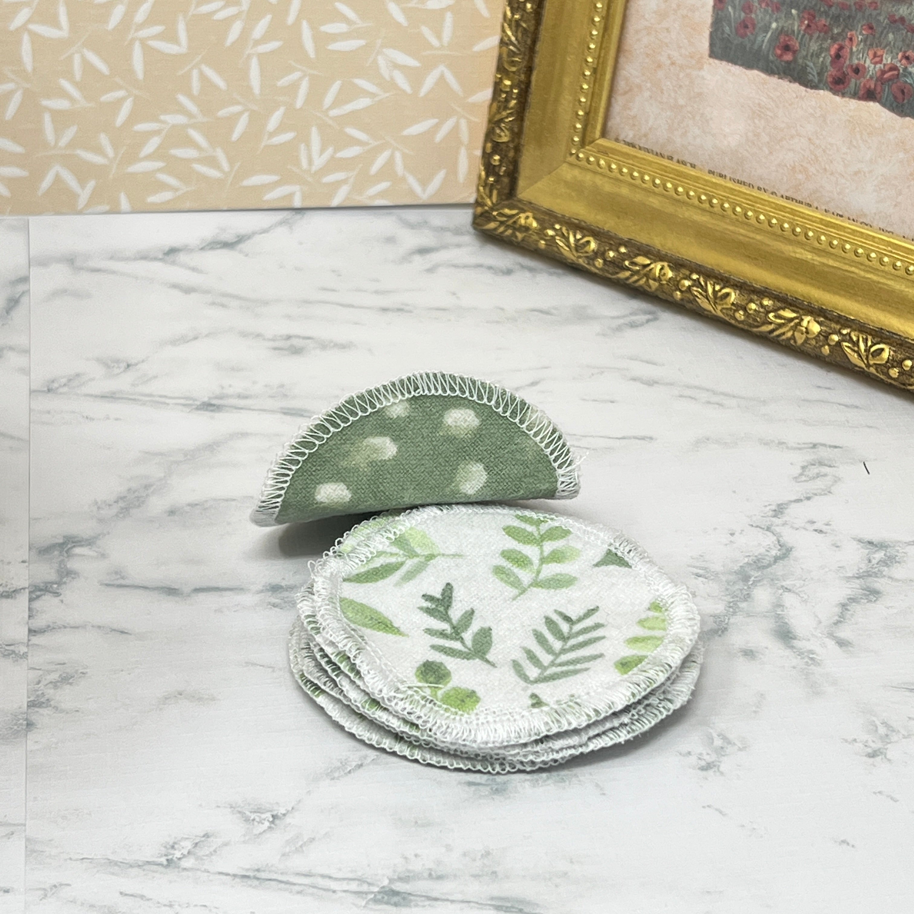 Reusable Eye Makeup Removal Pads, Eco Friendly and Soft and Gentle Flannel on Both Sides, Green Botanicals
