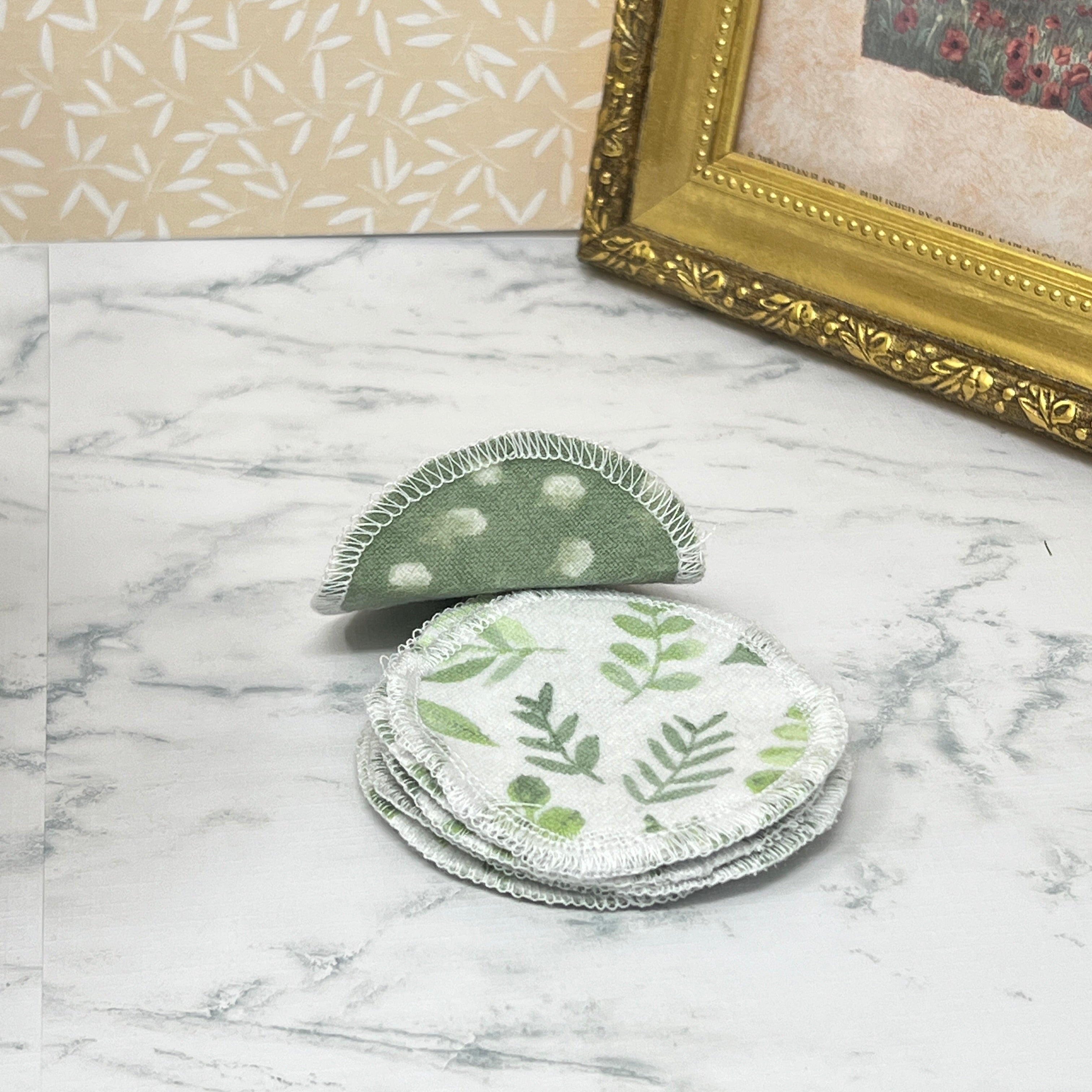 Reusable Eye Makeup Removal Pads, Eco Friendly and Soft and Gentle Flannel on Both Sides, Green Botanicals