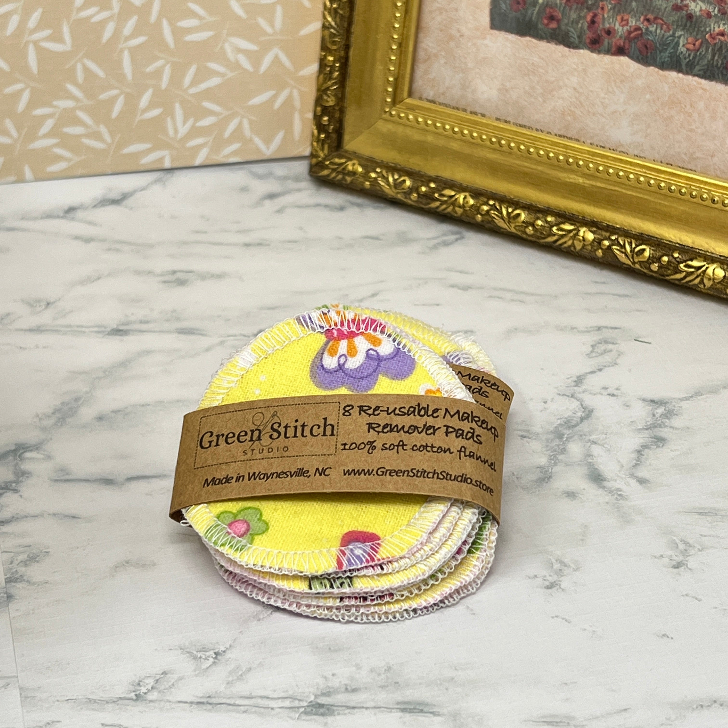 Reusable Eye Makeup Removal Pads, Eco Friendly and Soft and Gentle Flannel on Both Sides, Green Botanicals