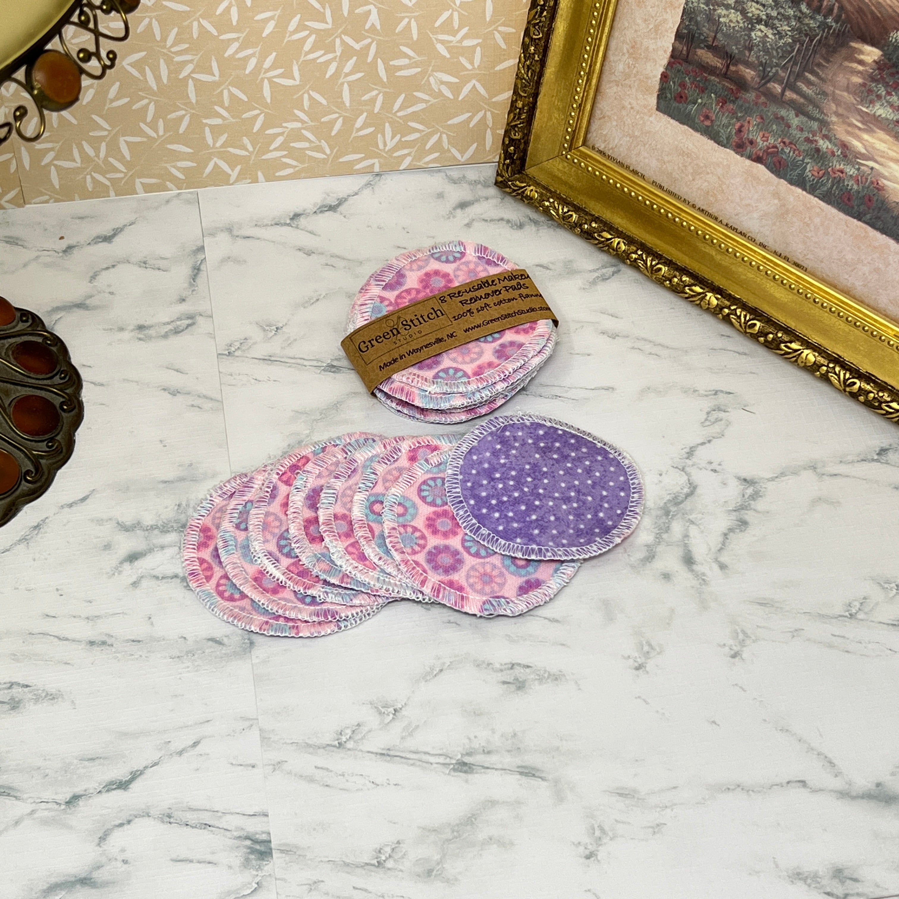 Reusable Eye Makeup Removal Pads, Eco Friendly and Soft and Gentle Flannel on Both Sides, Green Botanicals