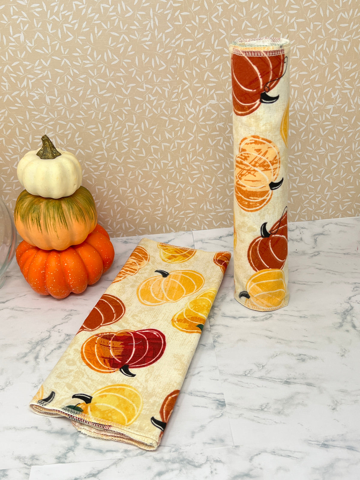 Fall Decor - Pumpkins - Eco Friendly Unpaper towels, aka Paperless Towels