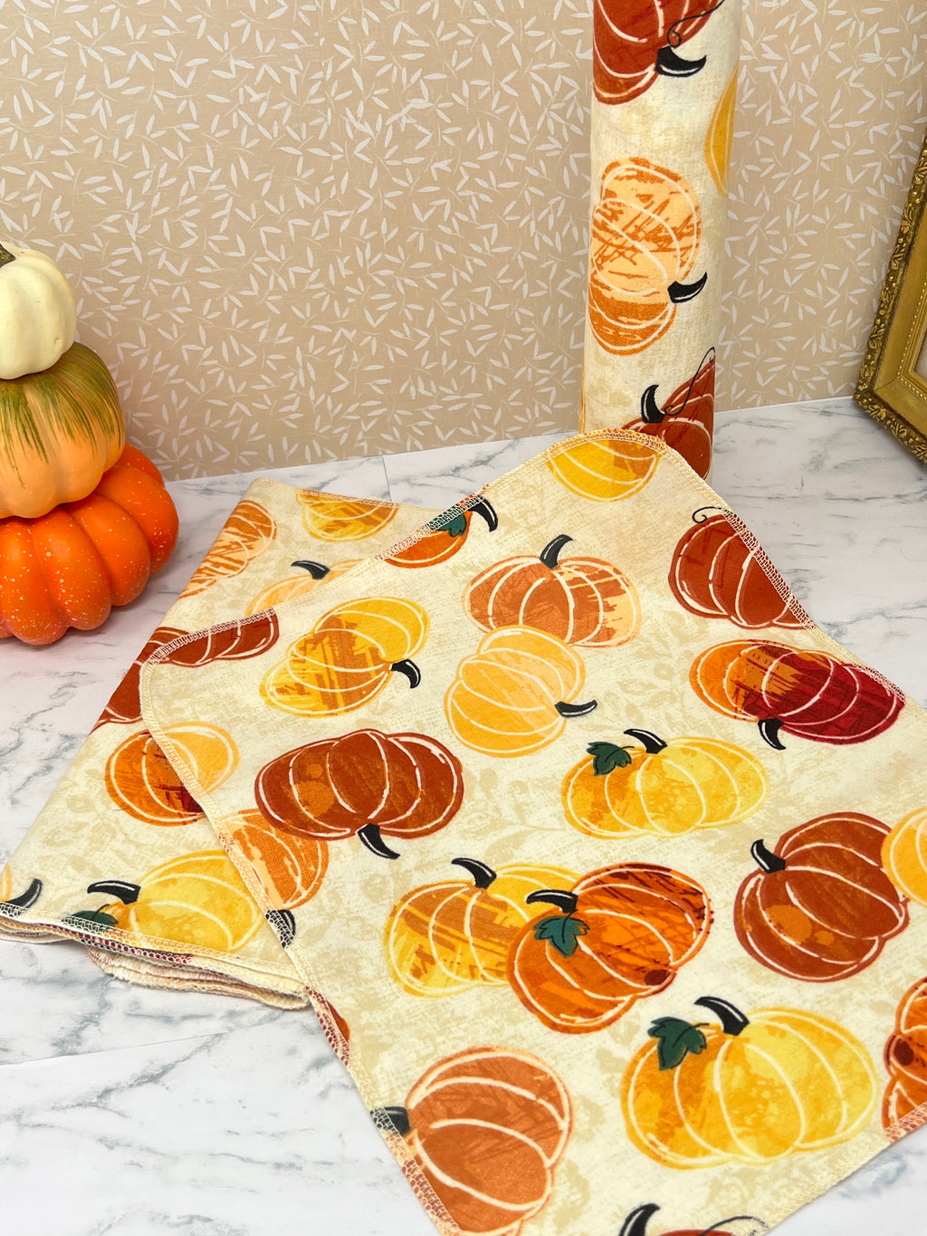 Fall Decor - Pumpkins - Eco Friendly Unpaper towels, aka Paperless Towels