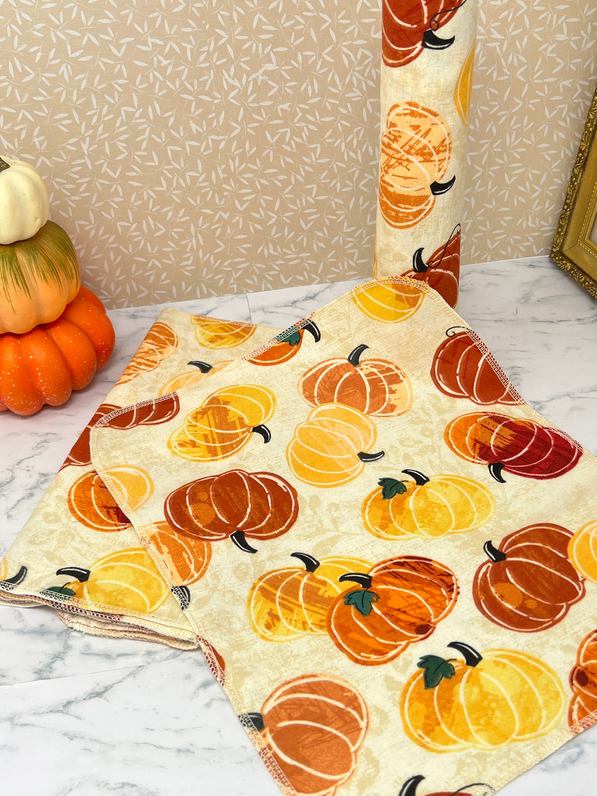 Fall Decor - Pumpkins - Eco Friendly Unpaper towels, aka Paperless Towels