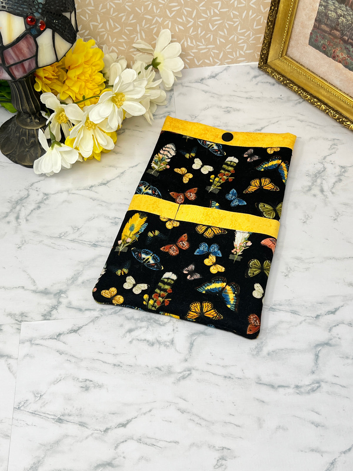 Feathers and Butterflies, Quilted E-reader Sleeve
