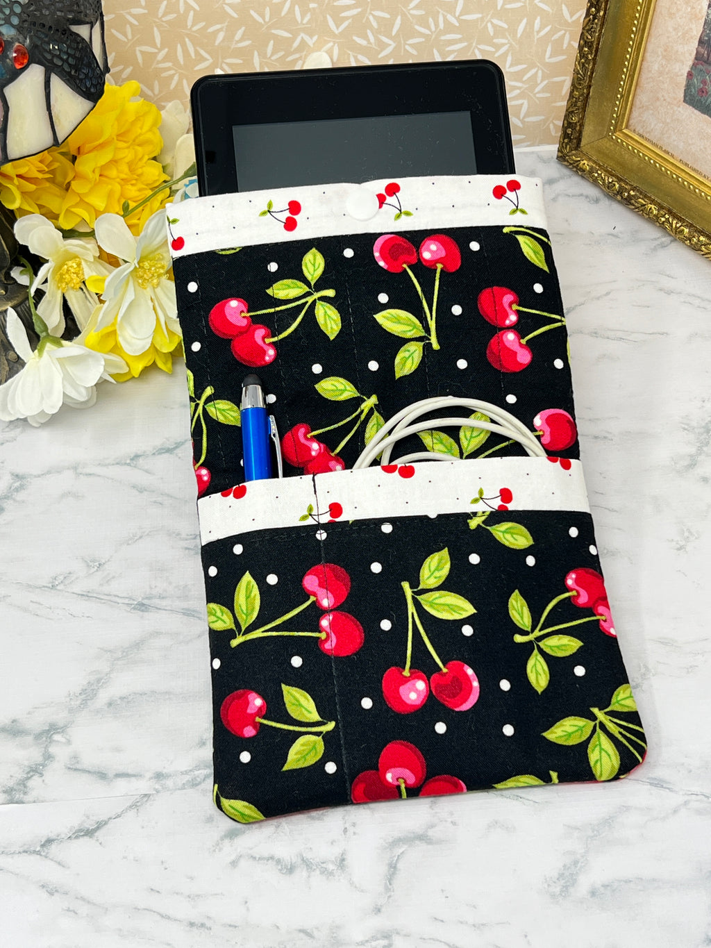 Cherries Galore - Quilted E-Reader Sleeve