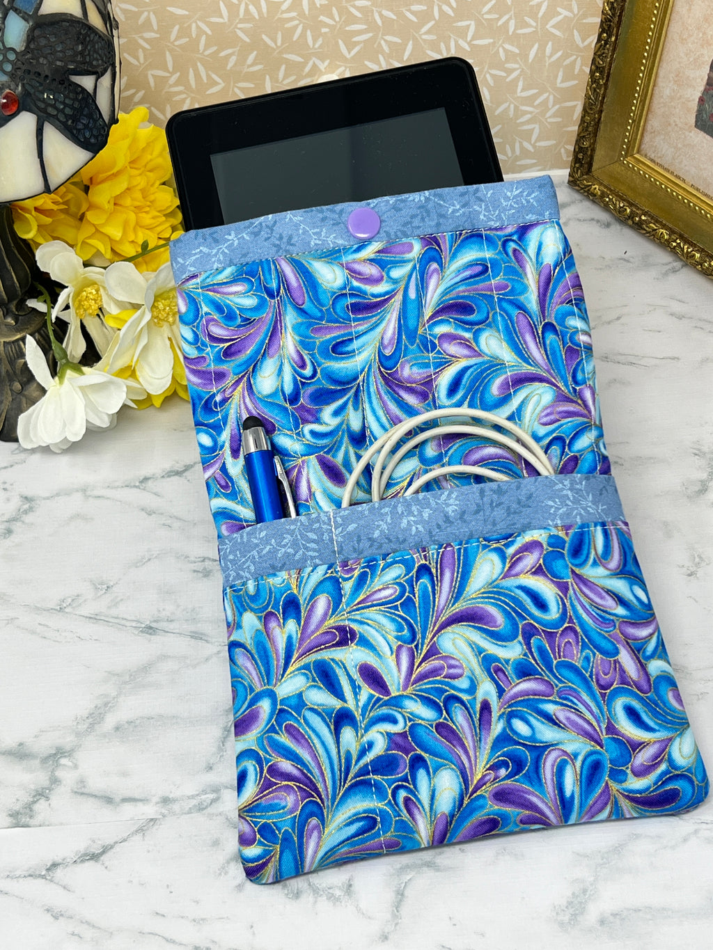 Blue Splash,  Quilted E-reader Sleeve