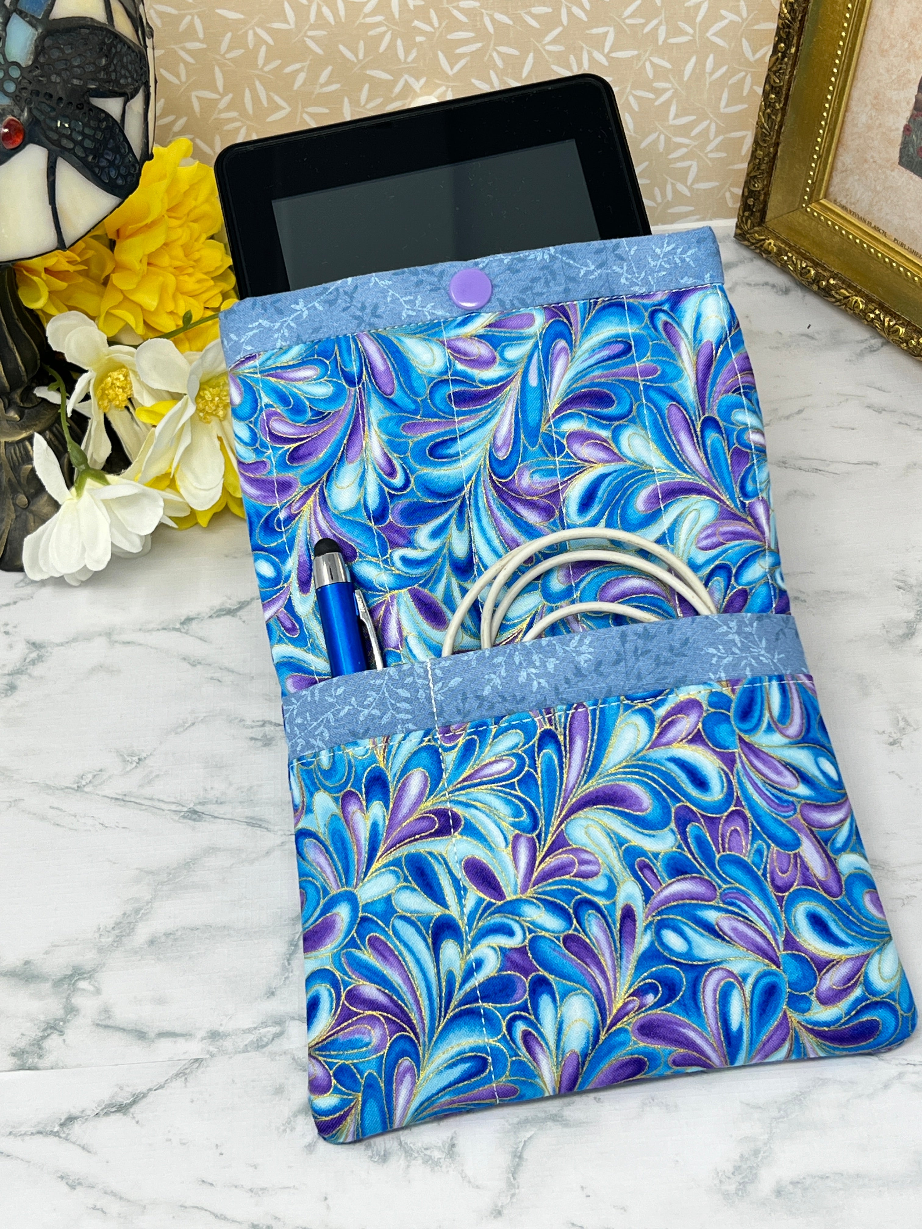 Blue Splash,  Quilted E-reader Sleeve