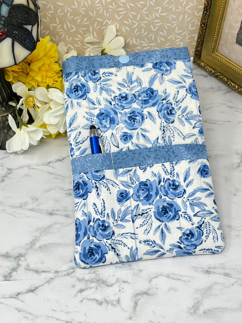 Blue Roses-  Quilted E-reader Sleeve