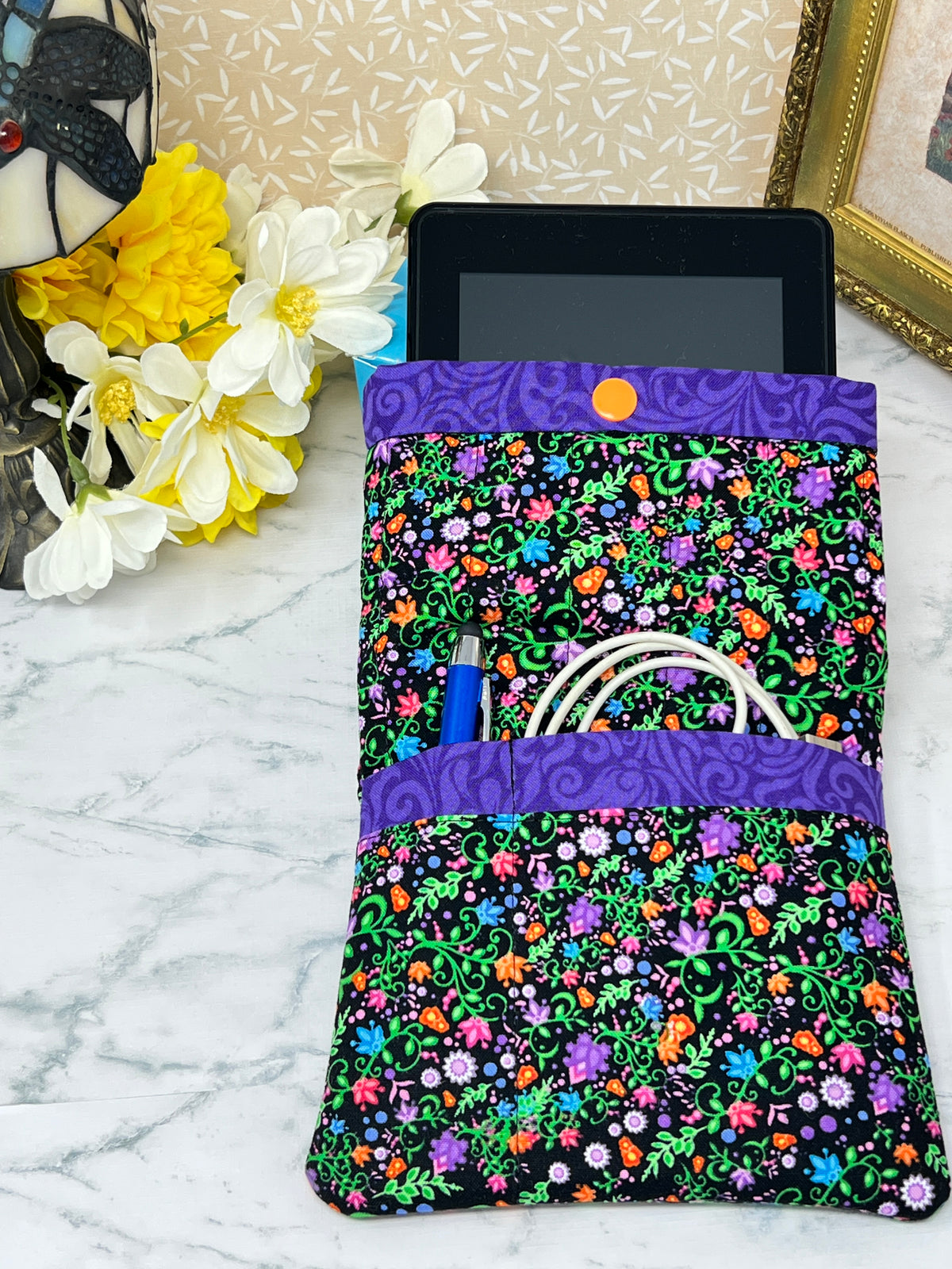 Vivid Floral -  Quilted E-reader Sleeve