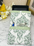 Green Botanical Crest,  Quilted E-reader Sleeve