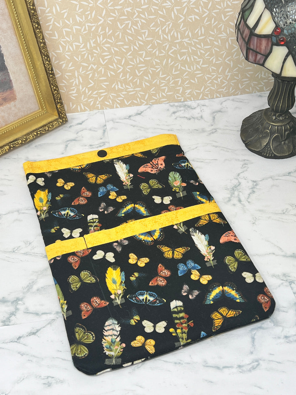 Feathers and Butterflies - Quilted Tablet Sleeve