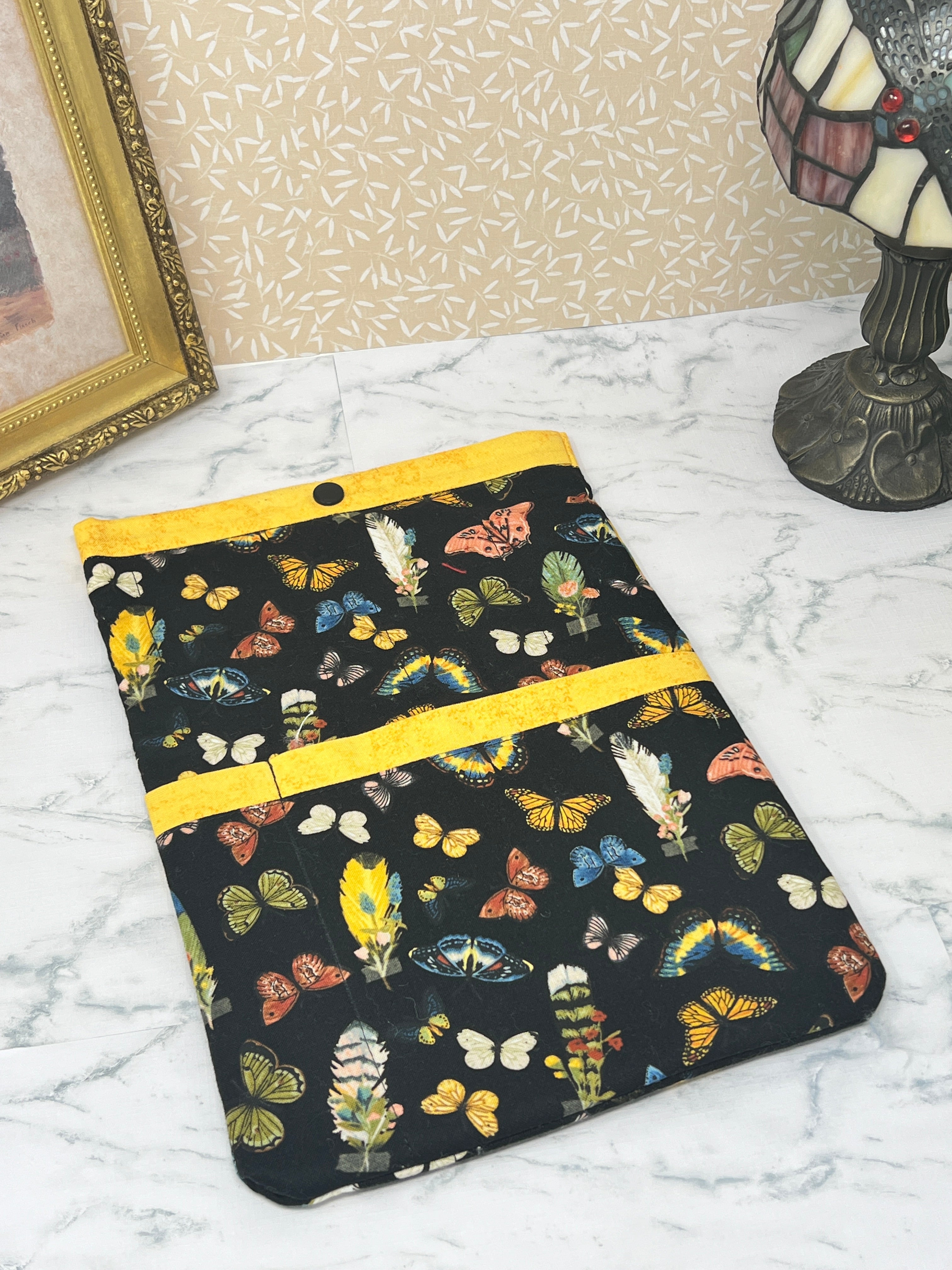 Feathers and Butterflies - Quilted Tablet Sleeve