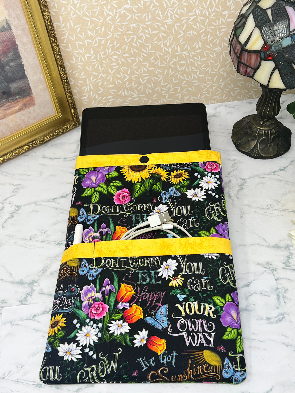 Flowers andPositivity - Quilted Tablet Sleeve
