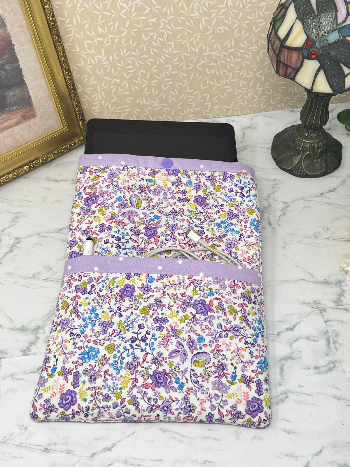 Lavender Spray- Quilted Tablet Sleeve