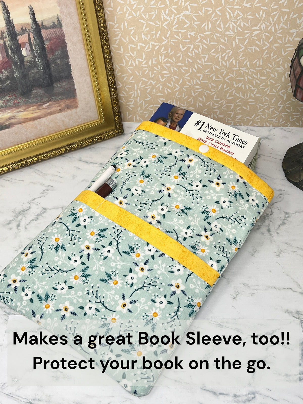Daisies on Turquoise - Quilted Tablet Sleeve