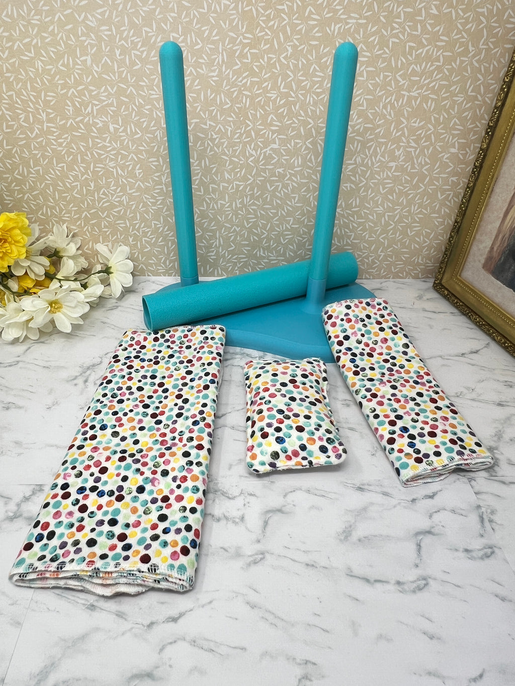Multi Color Dots with Turquoise - Transition Bundle for Reusable Towels and Napkins