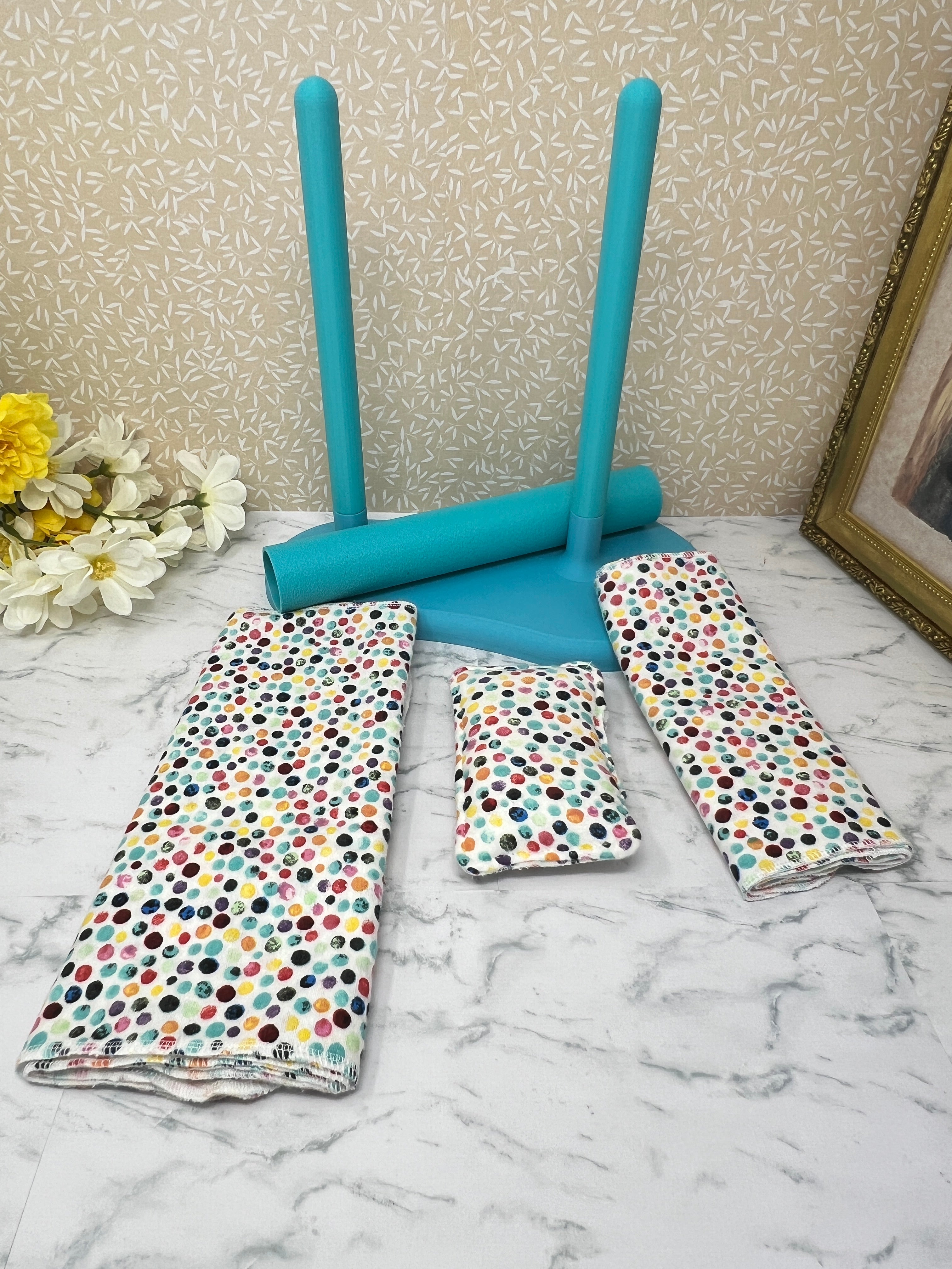 Multi Color Dots with Turquoise - Transition Bundle for Reusable Towels and Napkins