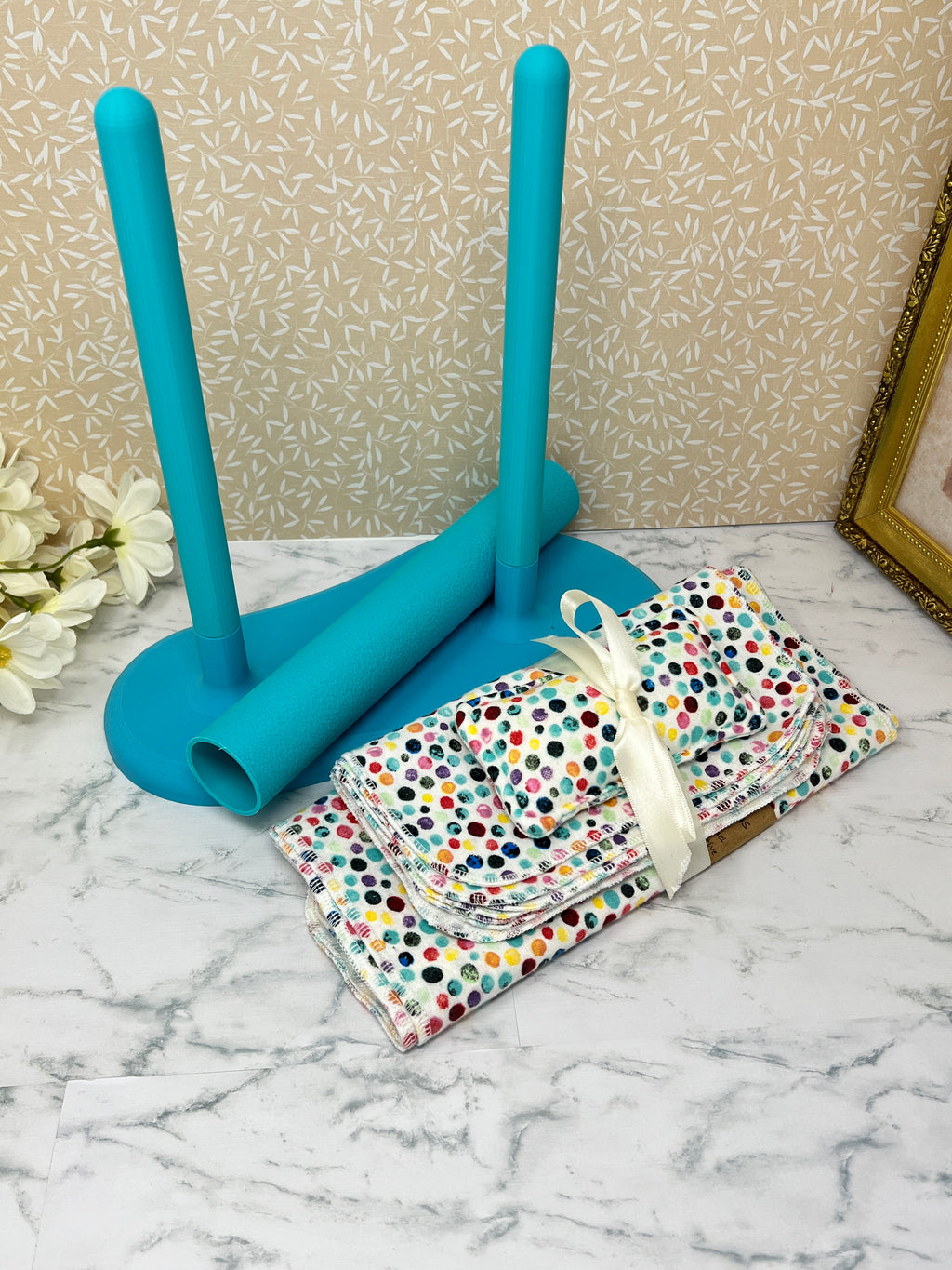 Multi Color Dots with Turquoise - Transition Bundle for Reusable Towels and Napkins