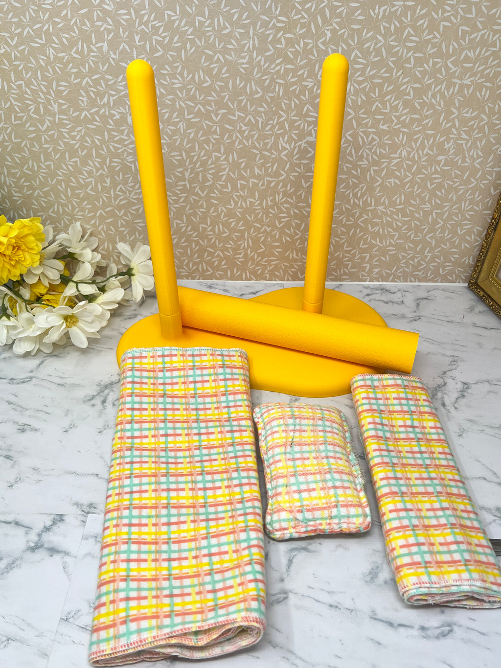 Kitchen Plaid with Yellow- Transition Bundle for Reusable Towels and Napkins