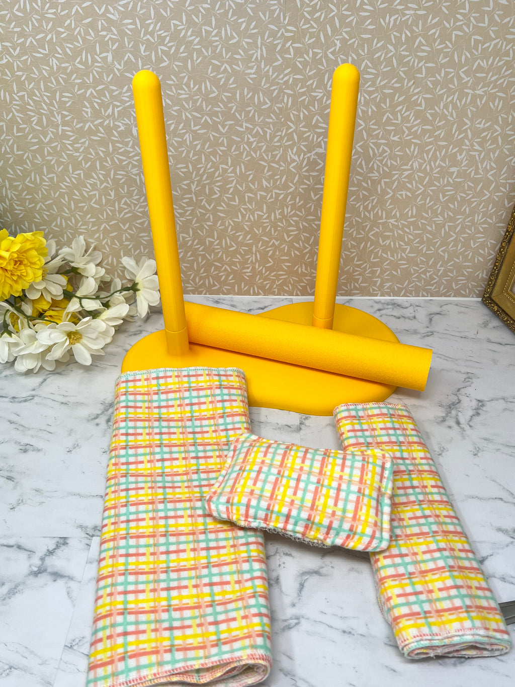 Kitchen Plaid with Yellow- Transition Bundle for Reusable Towels and Napkins