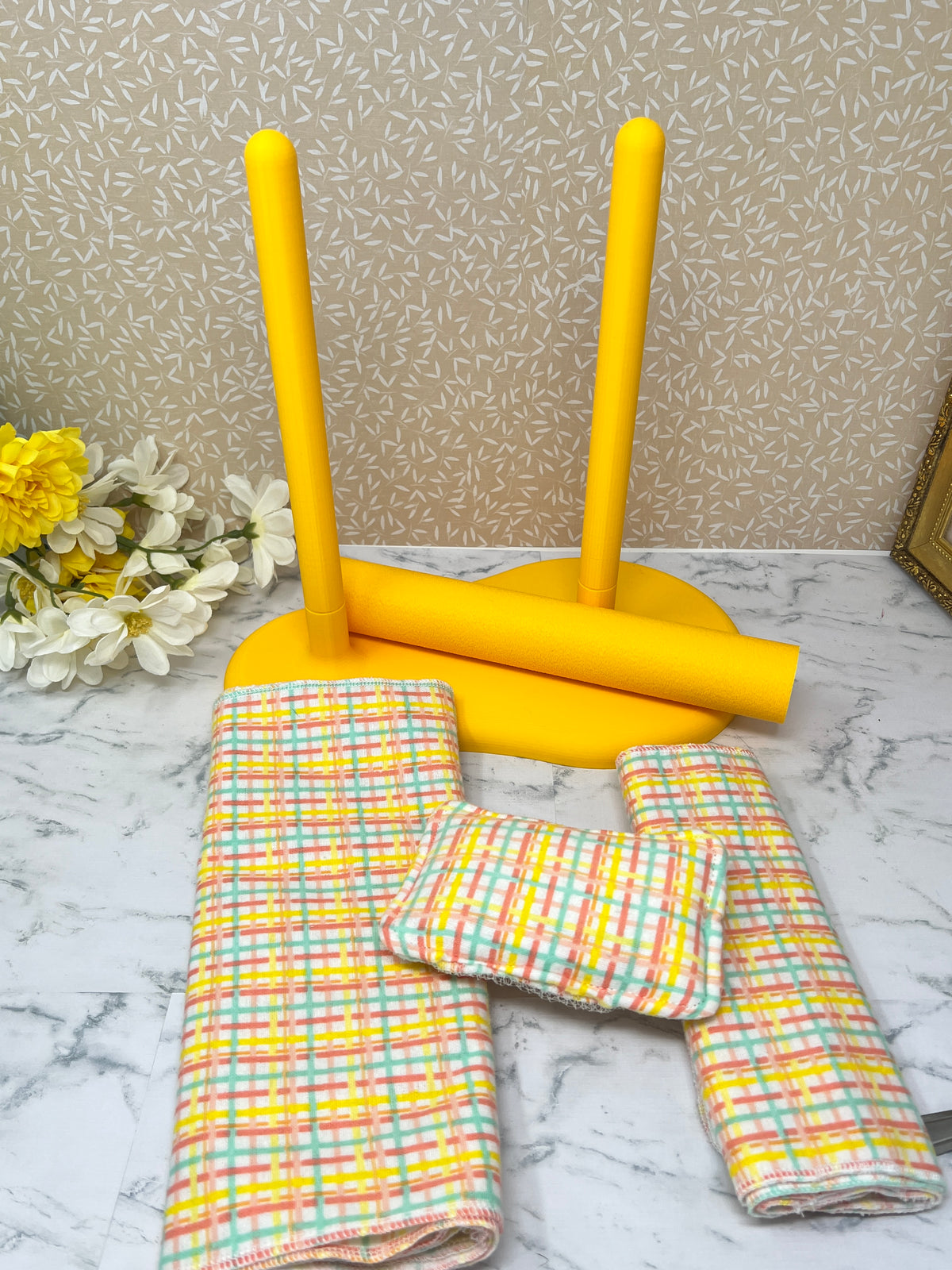 Kitchen Plaid with Yellow- Transition Bundle for Reusable Towels and Napkins