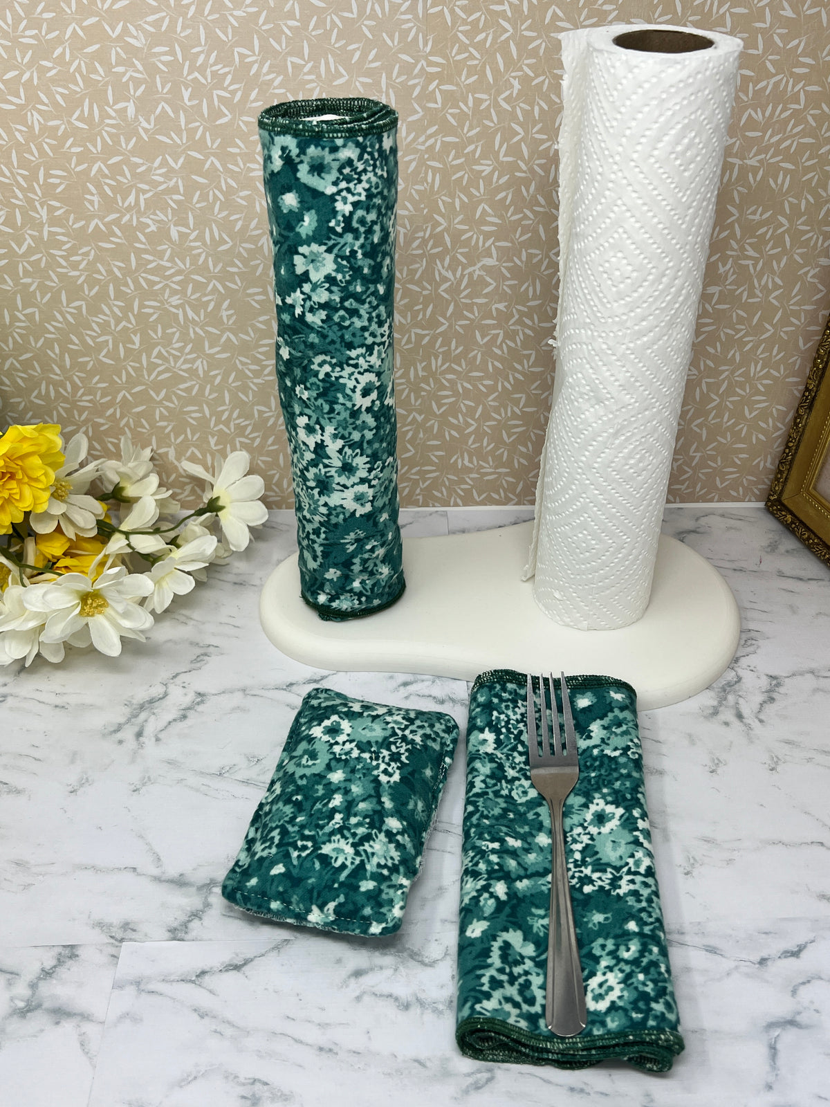 Green with White - Transition Bundle for Reusable Towels and Napkins