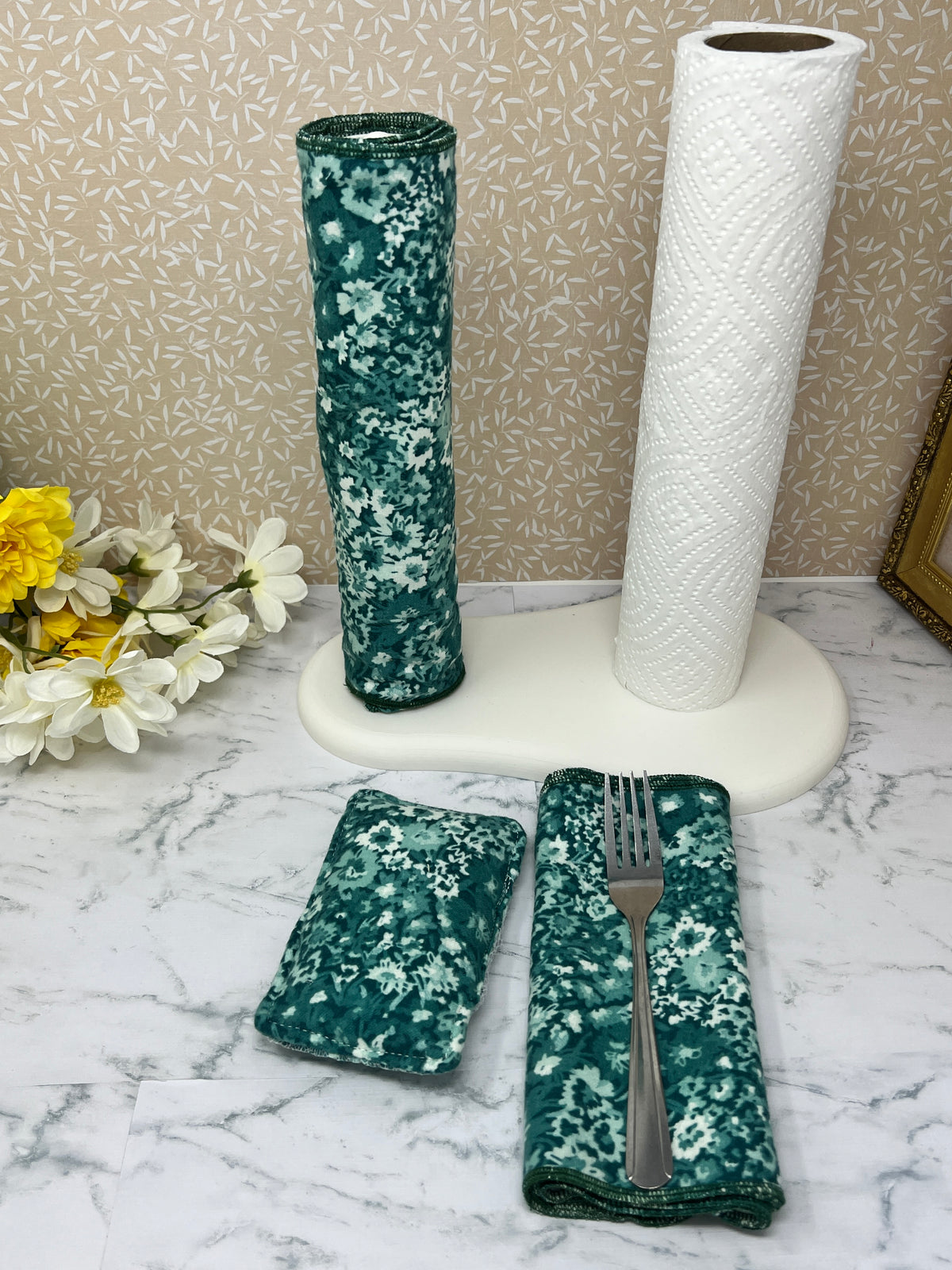 Green with White - Transition Bundle for Reusable Towels and Napkins