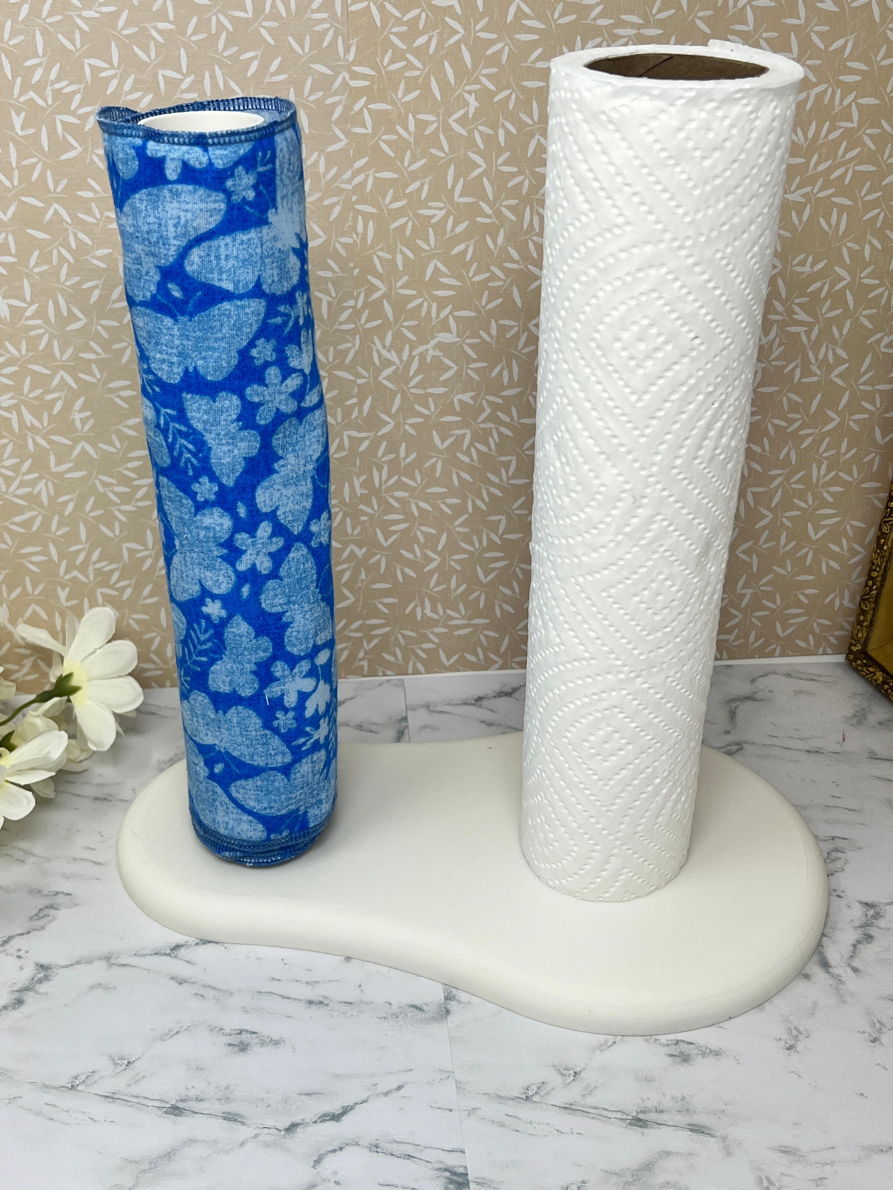 White - Dual Kitchen Towel Holder with Tube
