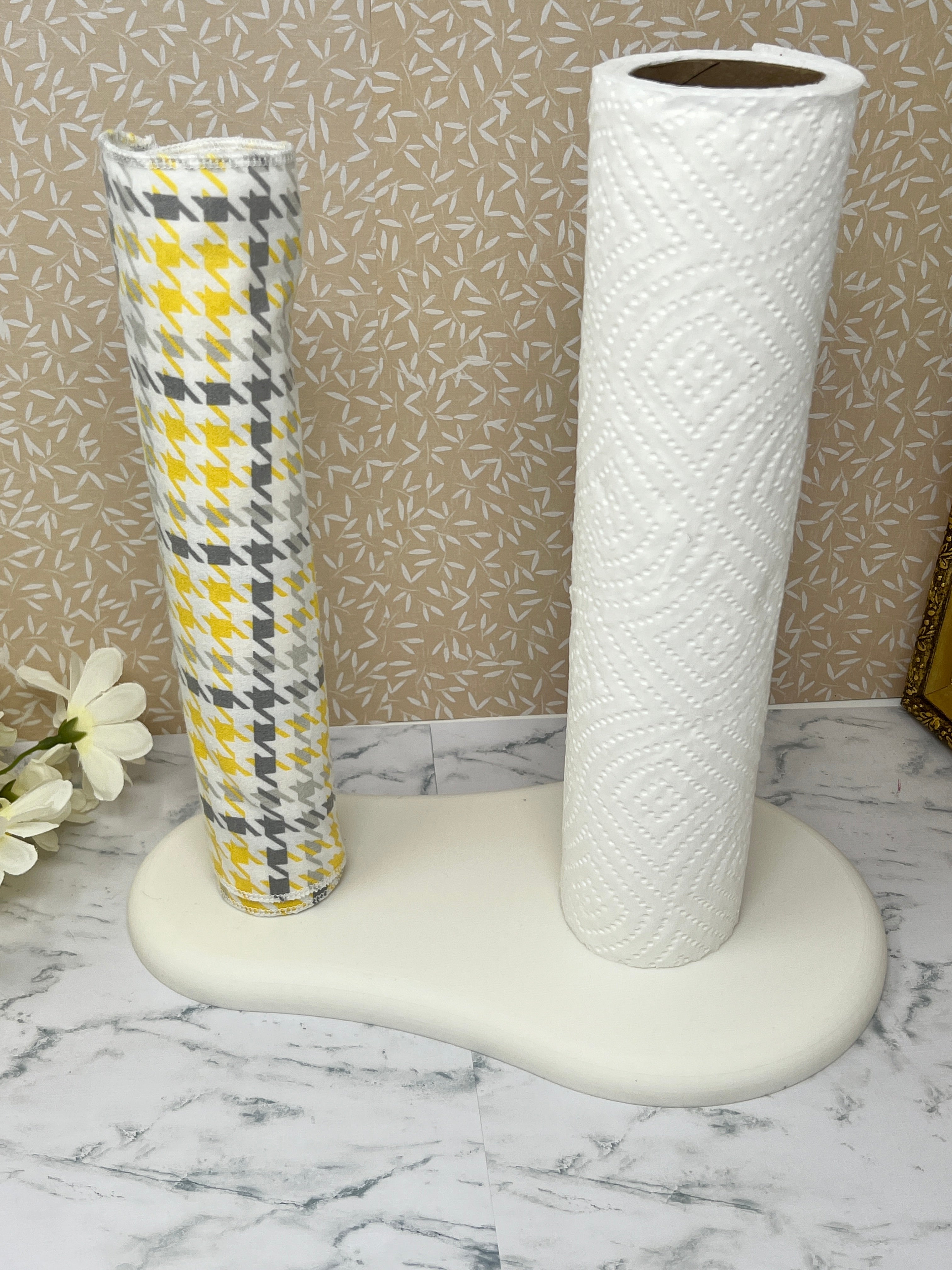 White - Dual Kitchen Towel Holder with Tube