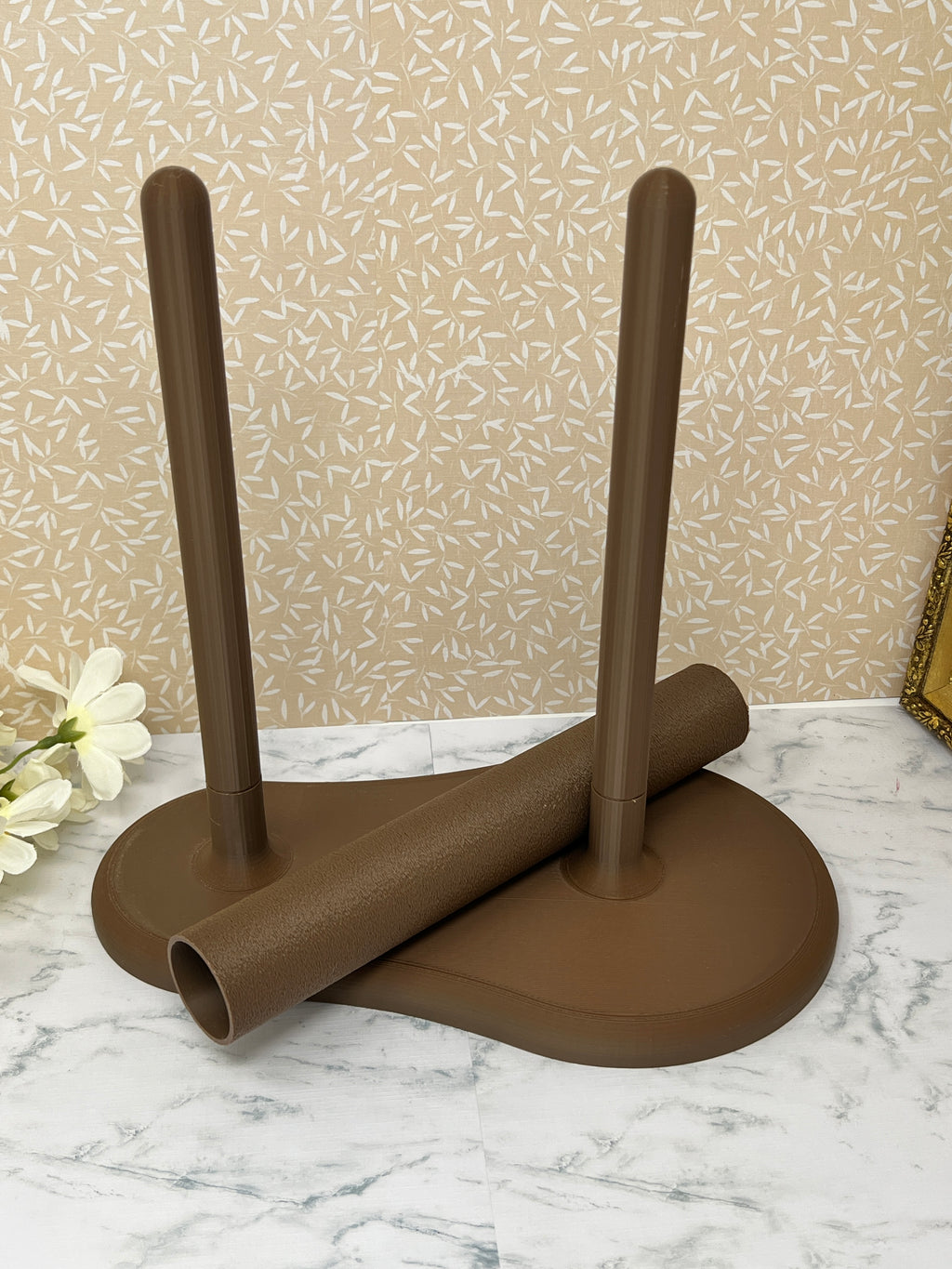 Brown - Dual Kitchen Towel Holder - for Paper and "Un"Paper Towels