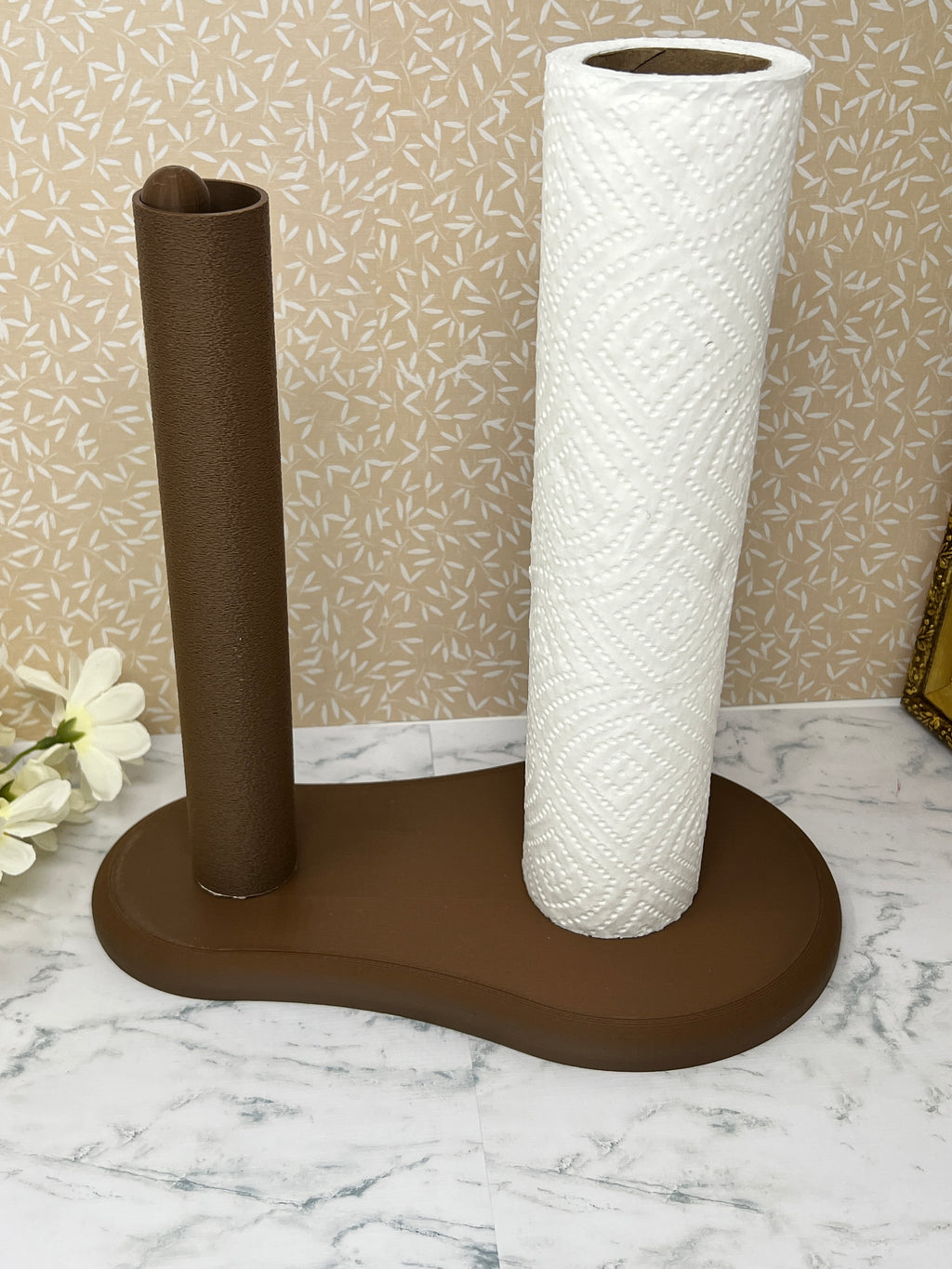 Brown - Dual Kitchen Towel Holder with Tube