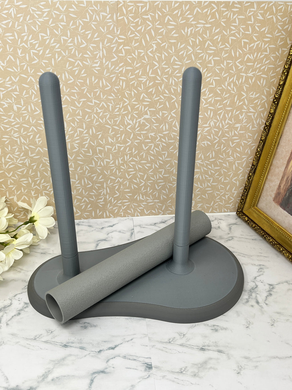 Gray -  Dual Kitchen Towel Holder with Tube