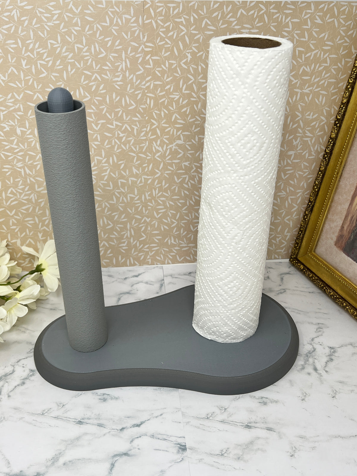 Gray -  Dual Kitchen Towel Holder with Tube