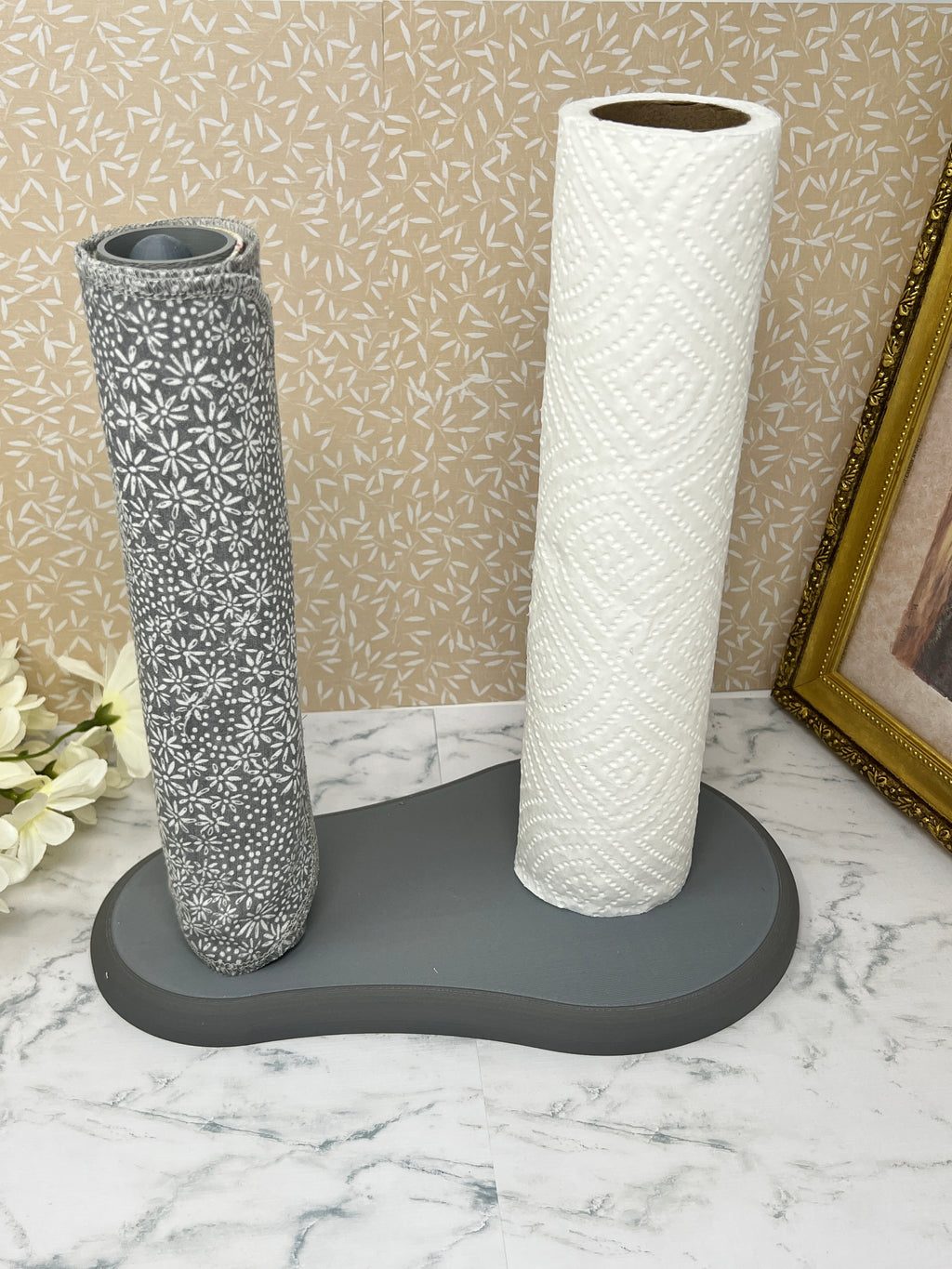 Gray -  Dual Kitchen Towel Holder with Tube