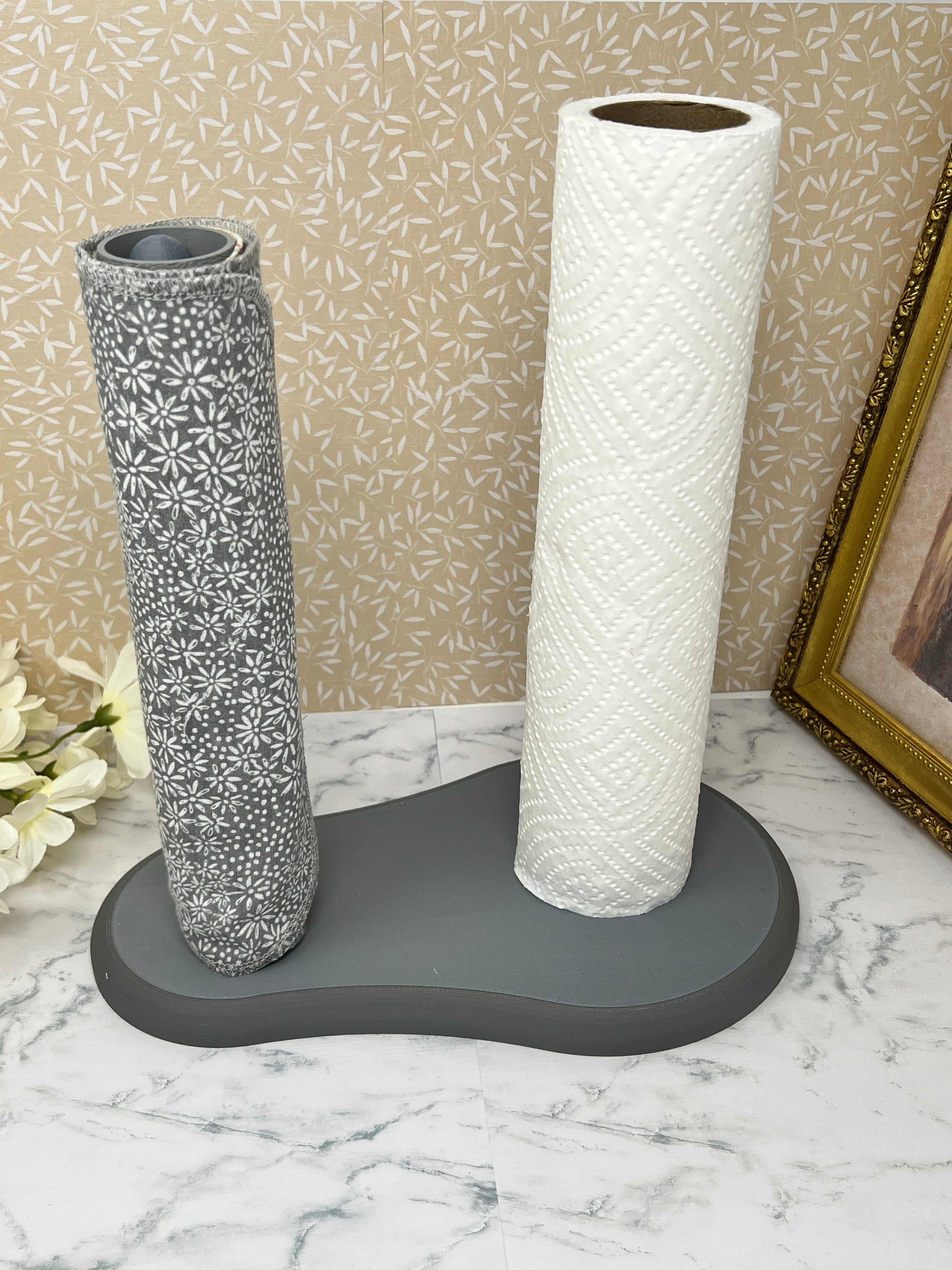 Gray -  Dual Kitchen Towel Holder with Tube