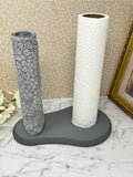 Gray - Dual Kitchen Towel Holder - for Paper and "Un"Paper Towels
