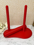 Red  - Dual Kitchen Towel Holder - for Paper and "Un"Paper Towels