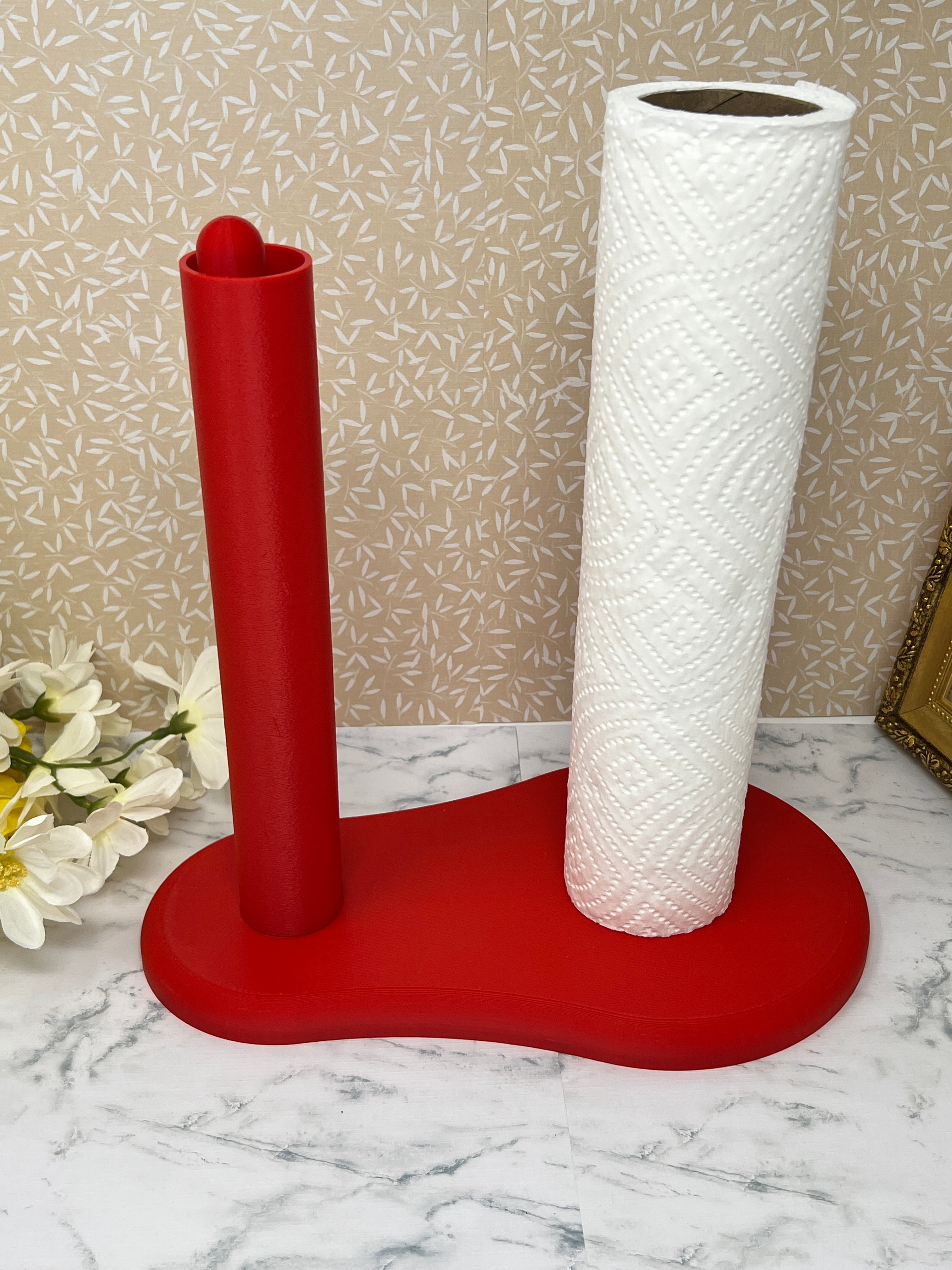 Red -  Dual Kitchen Towel Holder with Tube