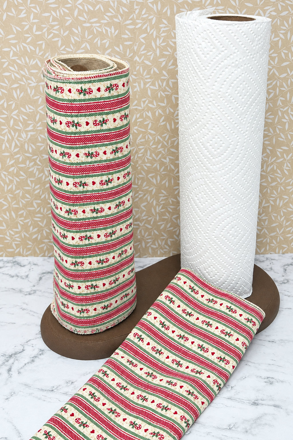 *New*  - 2ply "UnPaper" towel  - Vintage Christmas Candy Cane Stripe-  Eco Friendly Reusable