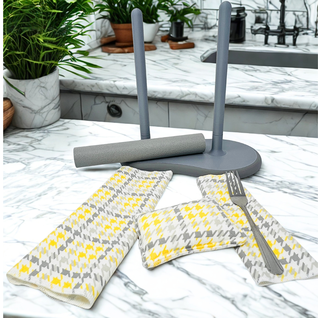 Gray, Yellow and White Plaid - Transition Bundle for Reusable Towels and Napkins