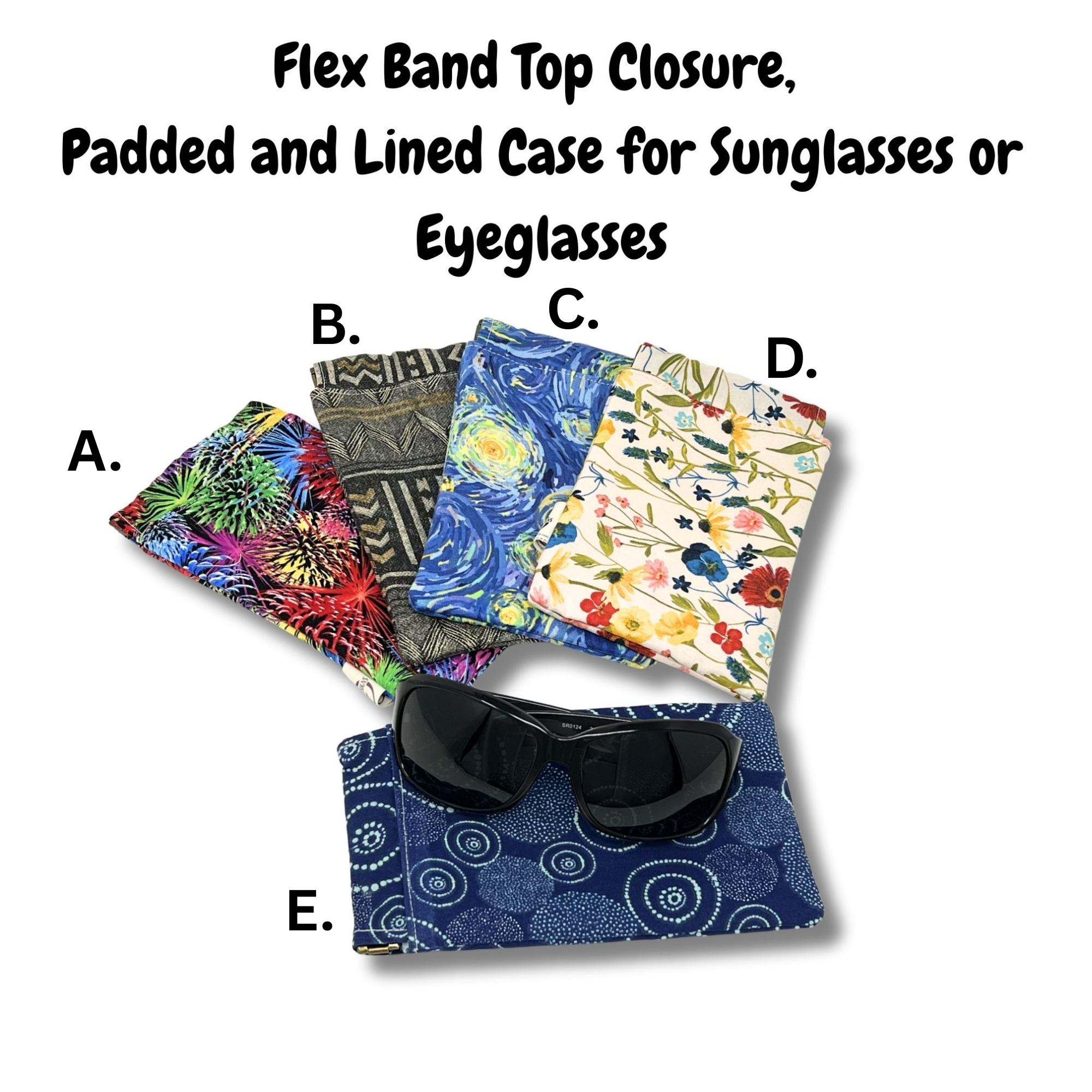 Padded Protective Eyewear Case, Glasses Pouch with Flex Band Closure, Spring Floral